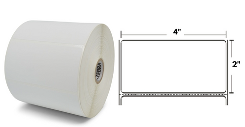 Label, Paper, 4x2in (101.6x50.8mm); TT, Z-Select 4000T, High Performance Coated, Permanent Adhesive, 1in (25.4mm) core, 1370/roll, 6/box, Plain | 10009530