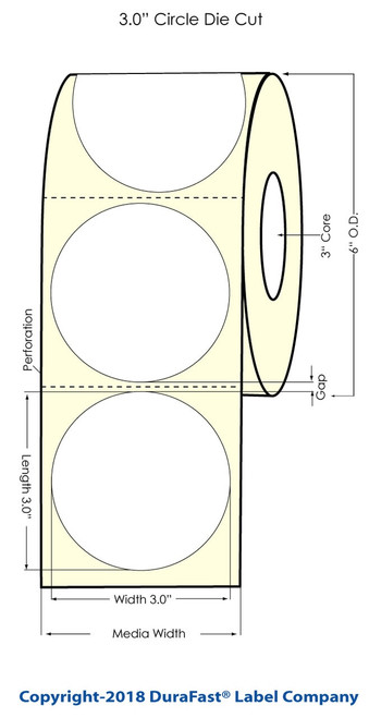 Inkjet 3" Circle White PET Label Roll | 35013 | 35013