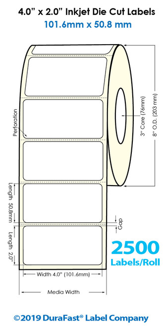 Inkjet 4"x8" High Gloss Paper Label Roll | 50009