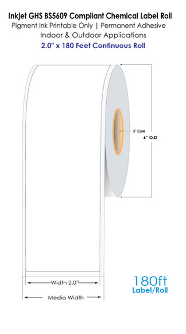 C6500 2"x180Ft GHS BS5609 Label Roll | 56032 | 56032