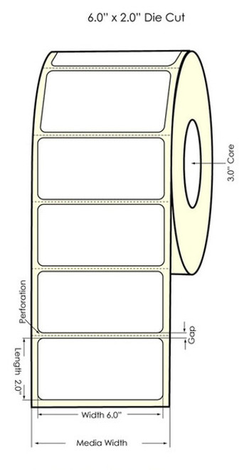 C6500 6"x2" HG Label Roll 6" OD | 74810 | 74810