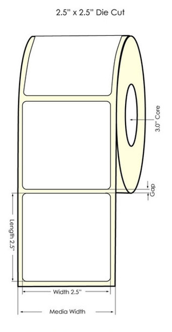 C6500 2.5"x2.5" HG Label Roll 6" OD | 74857 | 74857