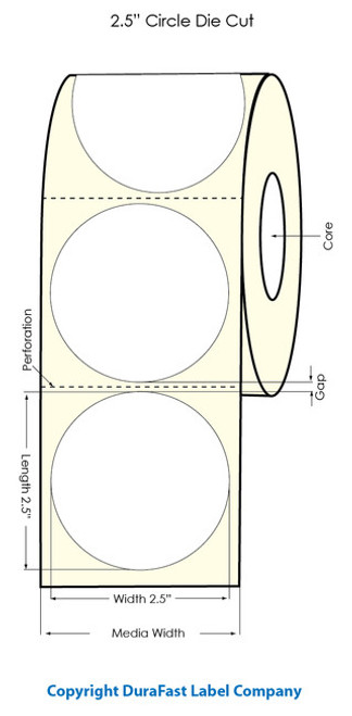 Inkjet 2.5" Circle White PET Label 2"Cor | 75847 | 75847