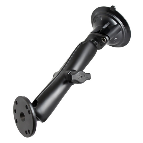 RAM® Twist-Lock Suction Cup Double Ball Mount with Round Plate - Long | RAM-B-166-C-202U | RAM-B-166-C-202U