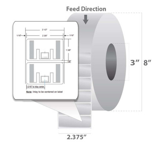 Label, Paper, 4x2in (101.6x50.8mm); TT, Z-Perform 1500T, Coated, Permanent Adhesive, 3in (76.2mm) core, RFID, Plain| 10035242 | 10035242