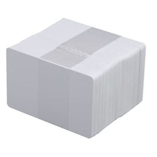 Zebra white PVC cards, 30 mil, High coercivity magnetic stripe, Retransfer ready (500 cards) | 104523-813