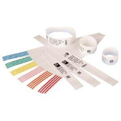 Wristband, Polypropylene, 1x11in (25.4x279.4mm); DT, Z-Band , Coated, Permanent Adhesive, 3in (76.2mm) core, Blue, 450/roll, 6/box, Printed. Black mark sensing. | 10003854-3