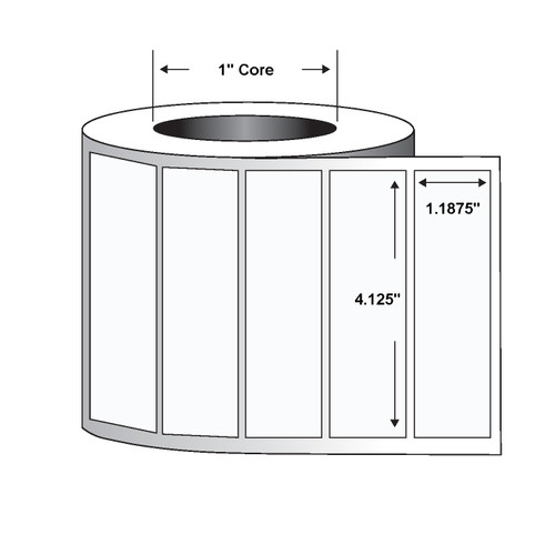 Label, Paper, 4.125x1.1875in (104.8x30.2mm); DT, 8000D Lab, Coated, Permanent Adhesive, 3in (76.2mm) core, 4300/roll, 2/box, Plain | 10025359