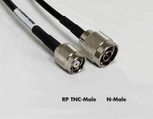 PT195-030-RTM-SNM: 30 Feet  195 Cable Assembly with RP TNC-Male and N-Male Connectors