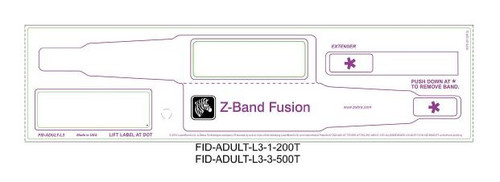 Wristband, PolyPro/PET, 3 x 11in (76x279mm); DT, Z-Band Fusion, Adhesive Closure, Adult w/ Label, 200/roll, 5 rolls/case, 5OD. Image area: 2.75 x 0.875. | FID-ADULT-L3-1-200T
