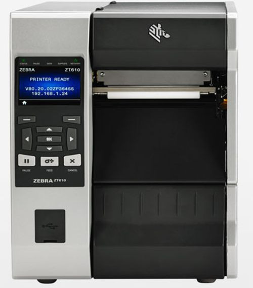 ZT61046-T0101A0Z |Zebra R110Xi4 RFID Printer 4'', 600 dpi, US Cord, Serial, USB, Gigabit Ethernet, Bluetooth 4.0, USB Host, Tear, RFID UHF Encoder: US & Canada, Color, ZPL | ZT61046-T0101A0Z