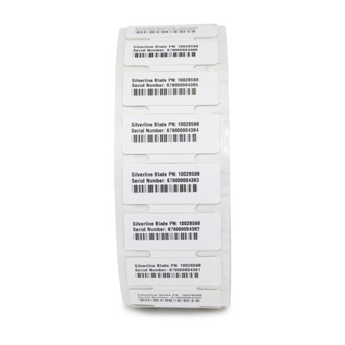 Label, RFID, 3.94x1.57in (100x40mm); Printable White PET, High Performance Acrylic Adhesive, 3in (76.2mm) core, 350/roll, 1/box, Plain | 10027757 Label, RFID, 3.94x1.57in (100x40mm); Printable White PET, High Performance Acrylic Adhesive, 3in (76.2mm) core, 350/roll, 1/box, Plain | 10027757