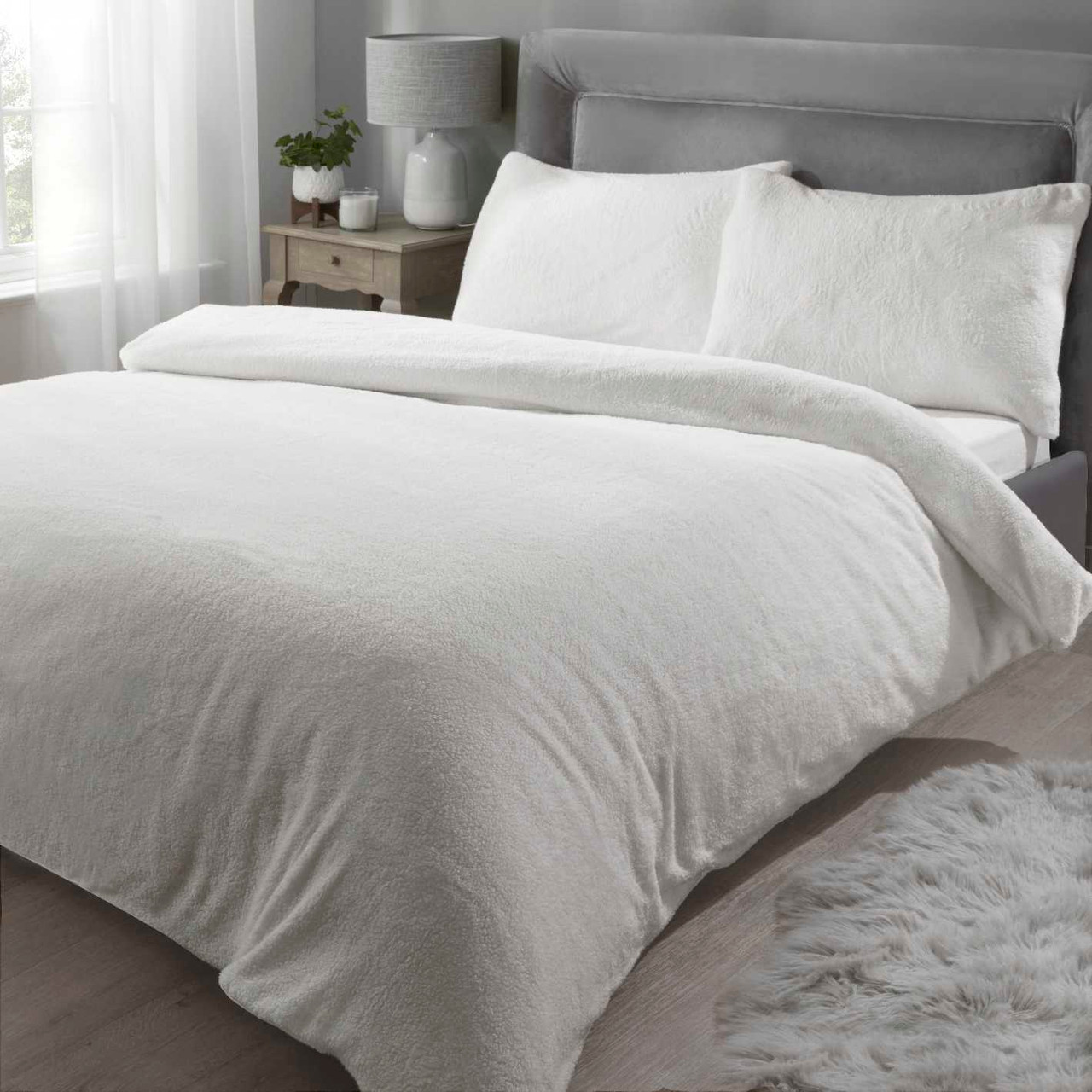 Luxury Washable Teddy Fleece Duvet Cover Set - King Size Velvet Soft Bedding