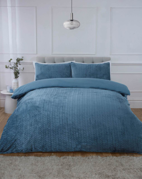 Chevron Faux Fur Duvet Set