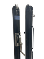 One pair of 3" round black powder coated tennis net posts with a stainless steel internal winder. One pair of 3" round black powder coated tennis net posts with a stainless steel internal winder.