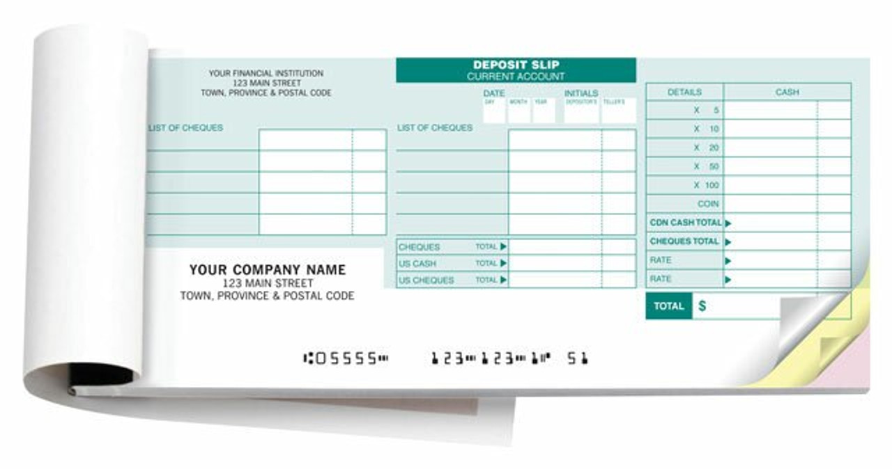 PrePrinted Bank Deposit Slip Books Specifically for RBC