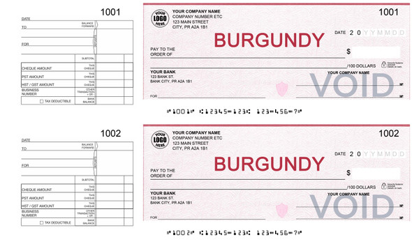 Manual Two-to-a-Page Business Cheques - High Security Features