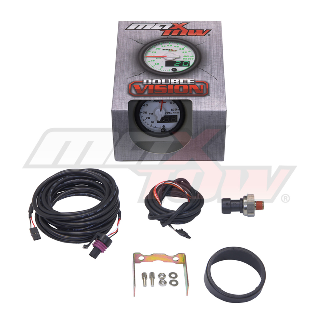 MaxTow | White & Green Double Vision™ 100 PSI Fuel Pressure Gauge