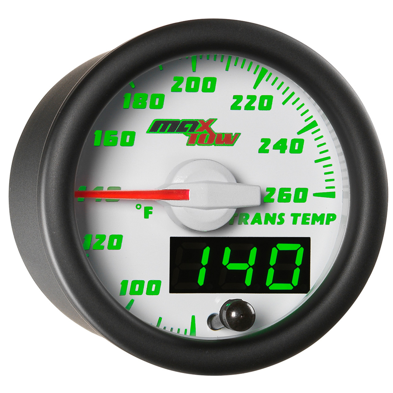 MaxTow White  Green Double Vision™ Trans Temp Gauge for Trucks