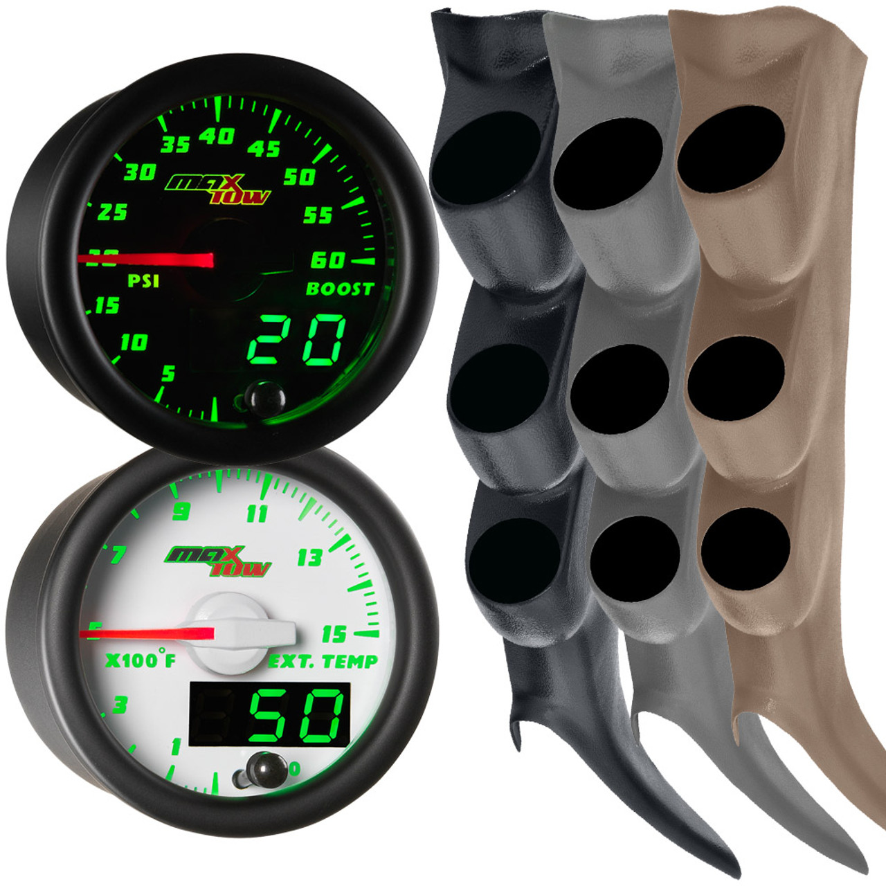 MaxTow | Green Double Vision™ Triple Gauge Package for 2000-2006