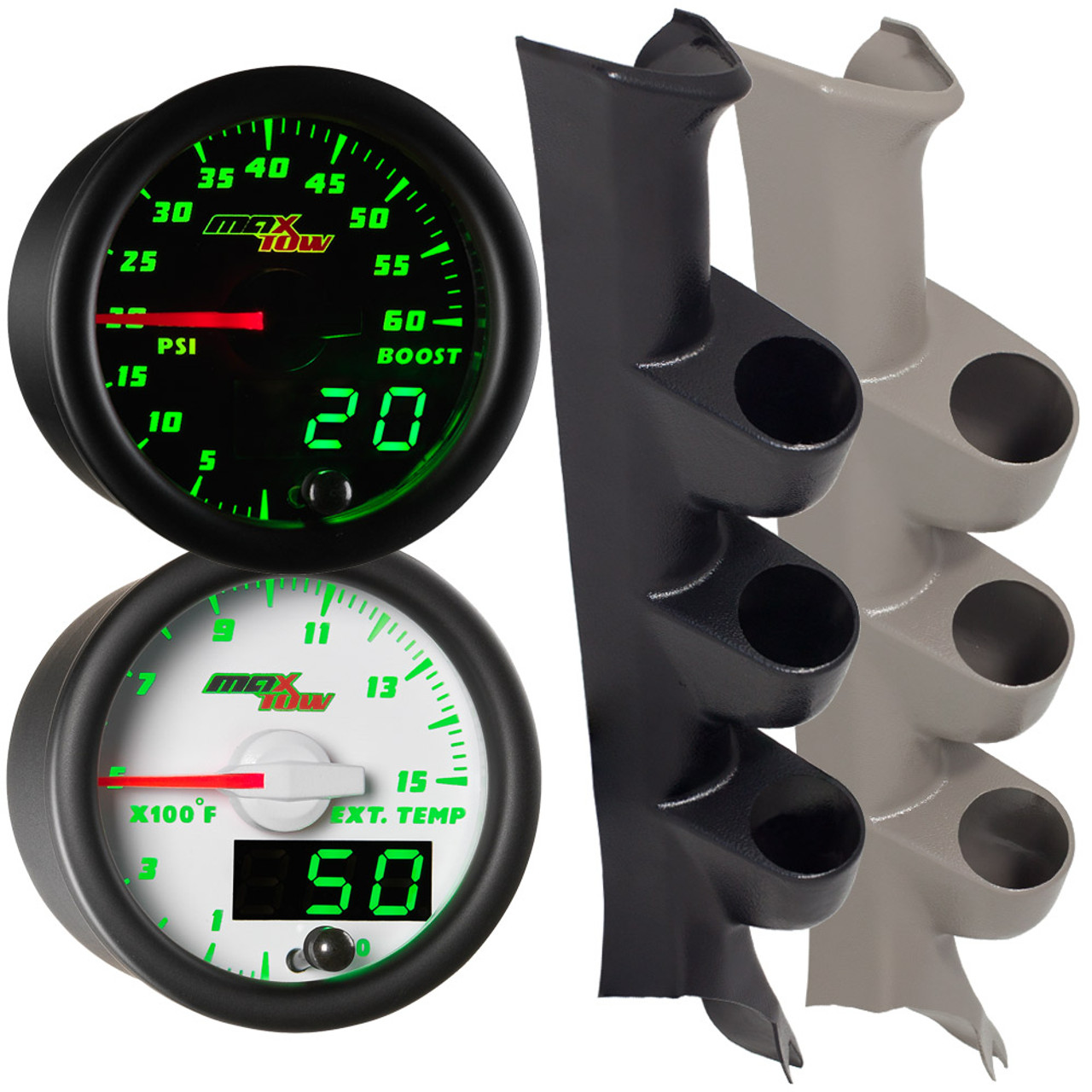 MaxTow | Green Double Vision™ Triple Gauge Package for 2008