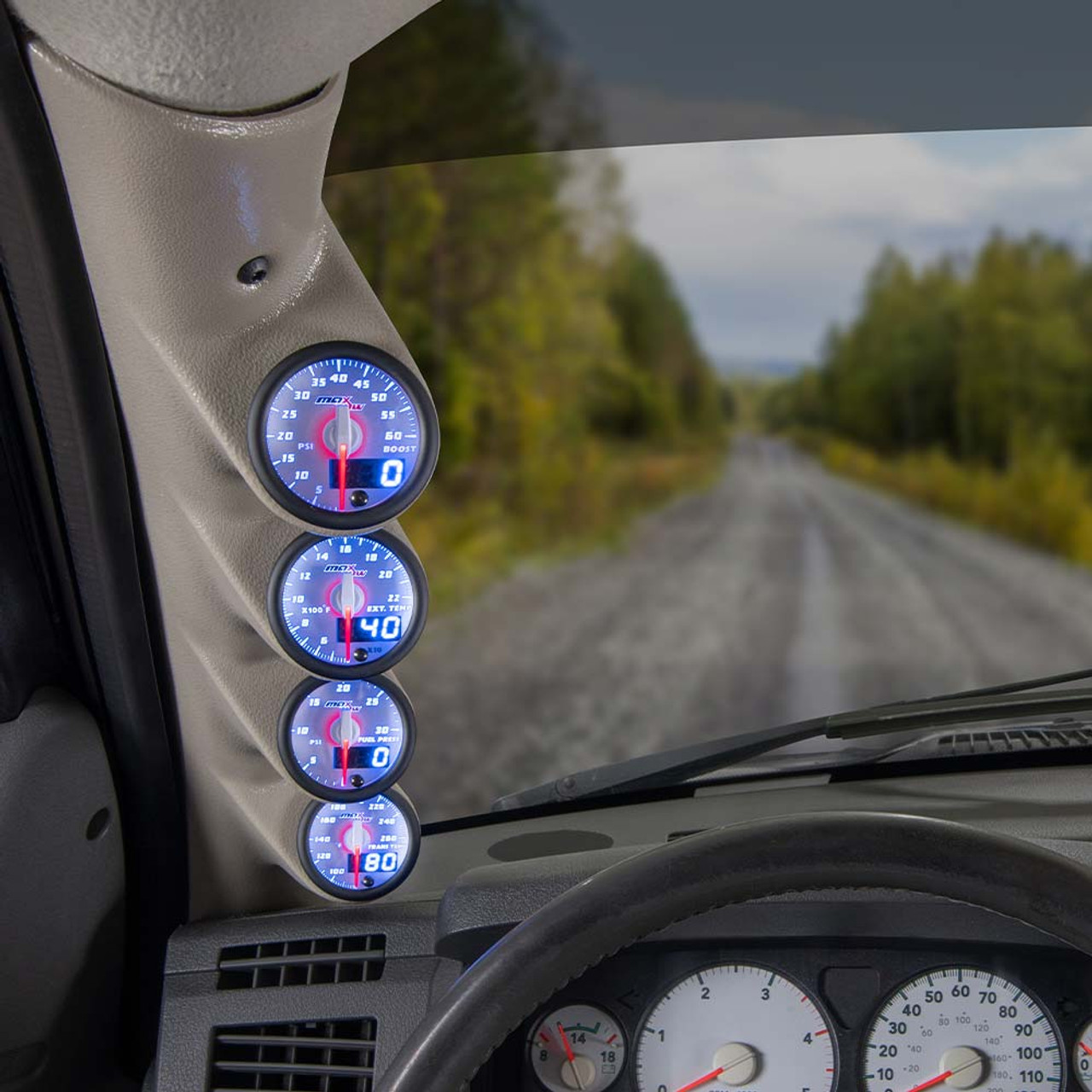 MaxTow | Blue Double Vision™ Quad Gauge Package for 2003-2009
