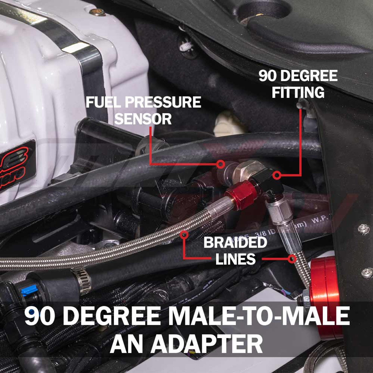 MaxTow  90 Degree AN Male to Male Fuel Pressure Sensor Thread Adapter -4  AN -6 AN -8AN
