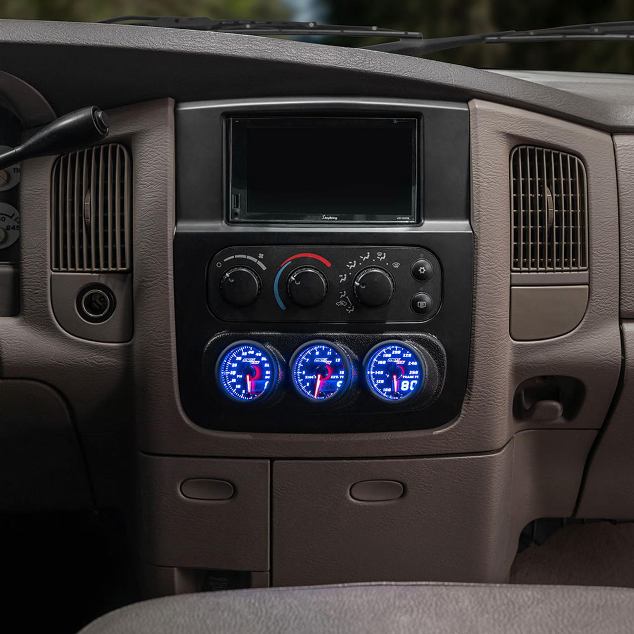 MaxTow | Blue Double Vision™ Triple Dashboard Gauge Package for