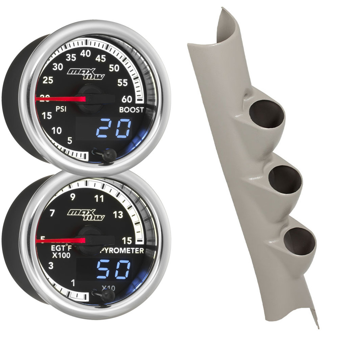 MaxTow Match Triple Gauge Package for 2010-2018 Dodge Ram 4th Gen Cummins