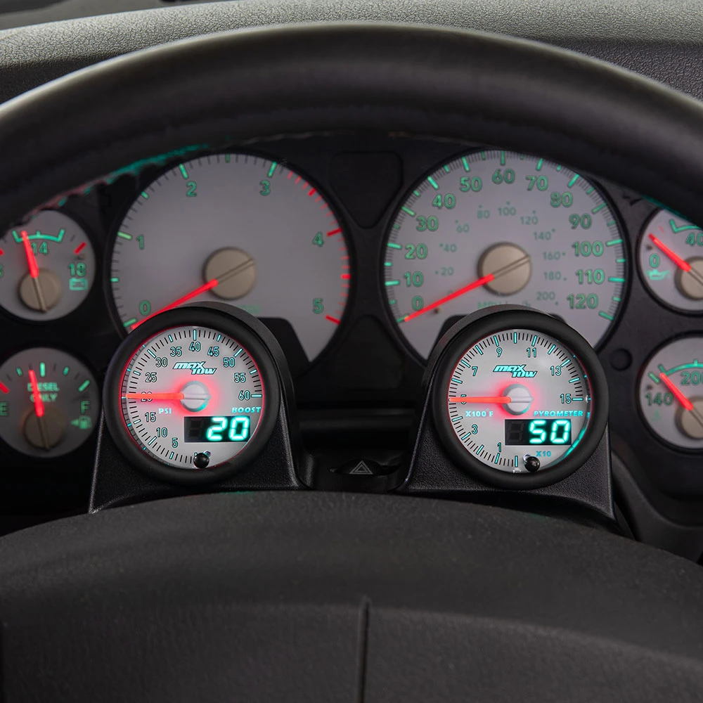 Color-Matched Triple Gauge Pod For 2003-2009 Dodge Ram Cummins - Includes Boost, EGT & Trans Temp Gauges (White Dial)