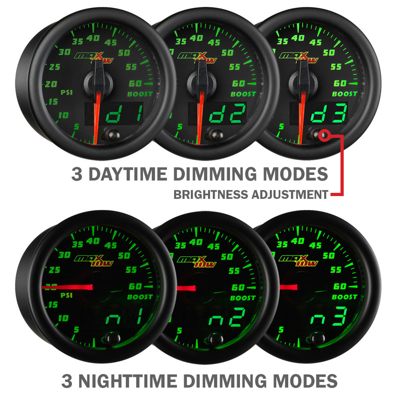 MT-DV08-1500 MaxTow 52mm Double Vision 1500°F Pyrometer EGT Diesel Gauge MT-DV08-1500 MaxTow 52mm Double Vision 1500°F Pyrometer EGT Diesel Gauge