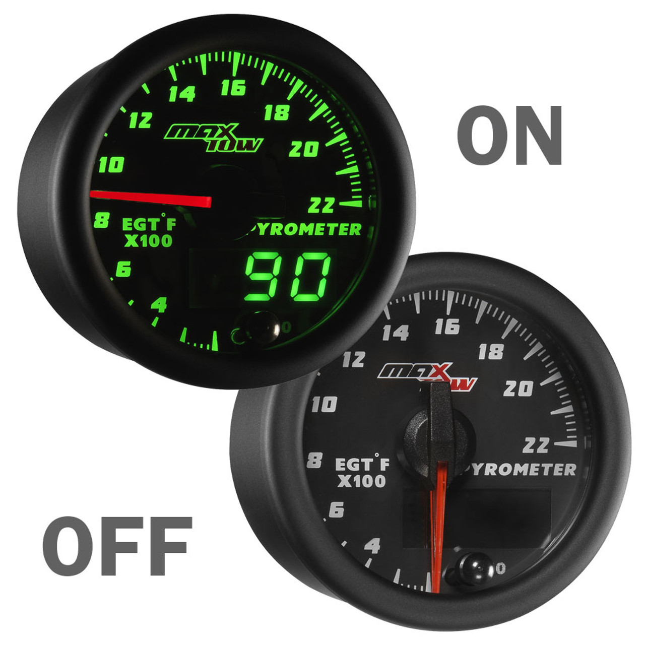 MT-DV08-1500 MaxTow 52mm Double Vision 1500°F Pyrometer EGT Diesel Gauge MT-DV08-1500 MaxTow 52mm Double Vision 1500°F Pyrometer EGT Diesel Gauge