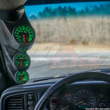2000-2006 GMC Sierra Triple Pillar Pod with Black & Green MaxTow Gauges 2000-2006 GMC Sierra Triple Pillar Pod with Black & Green MaxTow Gauges