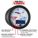 White & Blue MaxTow Gauge Features