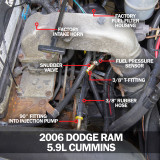Fuel Pressure Big Line Kit Installed to 2006 Dodge Ram 5.9L Cummins Fuel Pressure Big Line Kit Installed to 2006 Dodge Ram 5.9L Cummins
