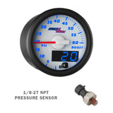 White & Blue MaxTow 60 PSI Boost Gauge with 1/8-27 NPT Electronic Pressure Sensor White & Blue MaxTow 60 PSI Boost Gauge with 1/8-27 NPT Electronic Pressure Sensor