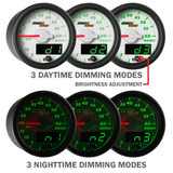 3 Daytime & 3 Nighttime Dimming Modes 3 Daytime & 3 Nighttime Dimming Modes