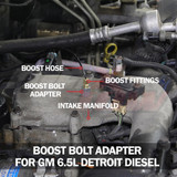 Boost Bolt Thread Adapter for GM 6.5L Turbo Detroit Diesel Installed Boost Bolt Thread Adapter for GM 6.5L Turbo Detroit Diesel Installed