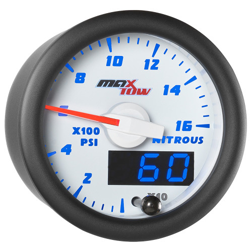 White & Blue MaxTow Double Vision Nitrous Pressure Gauge