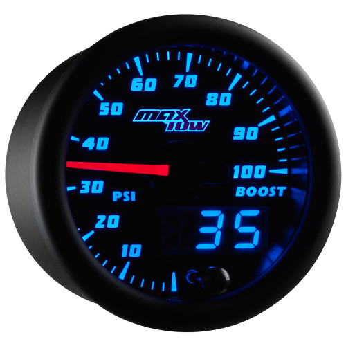 Blue MaxTow 100 PSI Diesel Boost Gauge