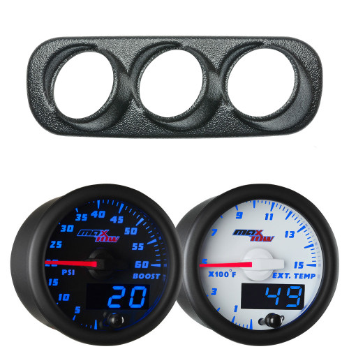 Blue MaxTow Triple Dashboard Gauge Package for 2003-2005 Dodge Ram Cummins