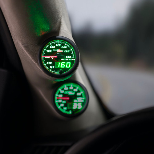 MaxTow | Black & Green Double Vision™ Water Temperature Gauge