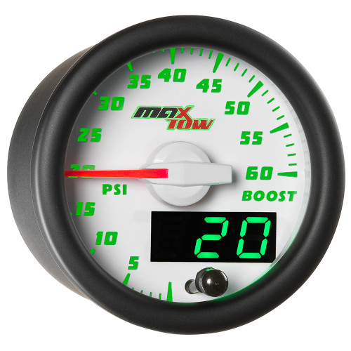 White MaxTow Double Vision 60 PSI Diesel Boost Gauge