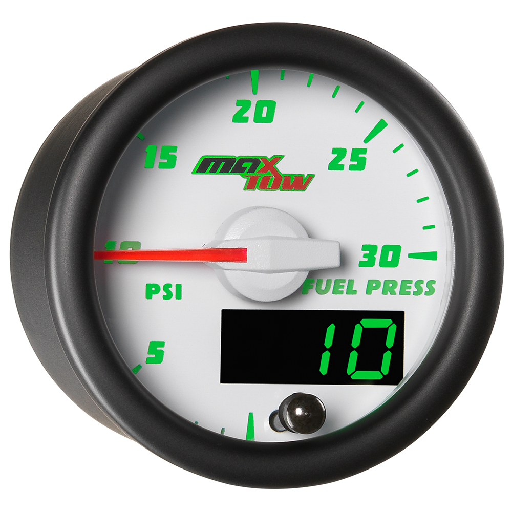 White MaxTow Double Vision 30 PSI Fuel Pressure Gauge