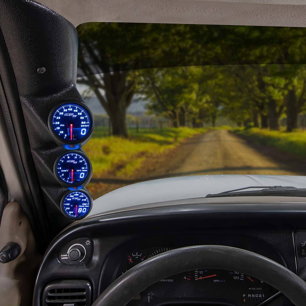 Blue Double Vision™ Triple Gauge Package for 1998-2002 Dodge Ram 5.9  Cummins MaxTow