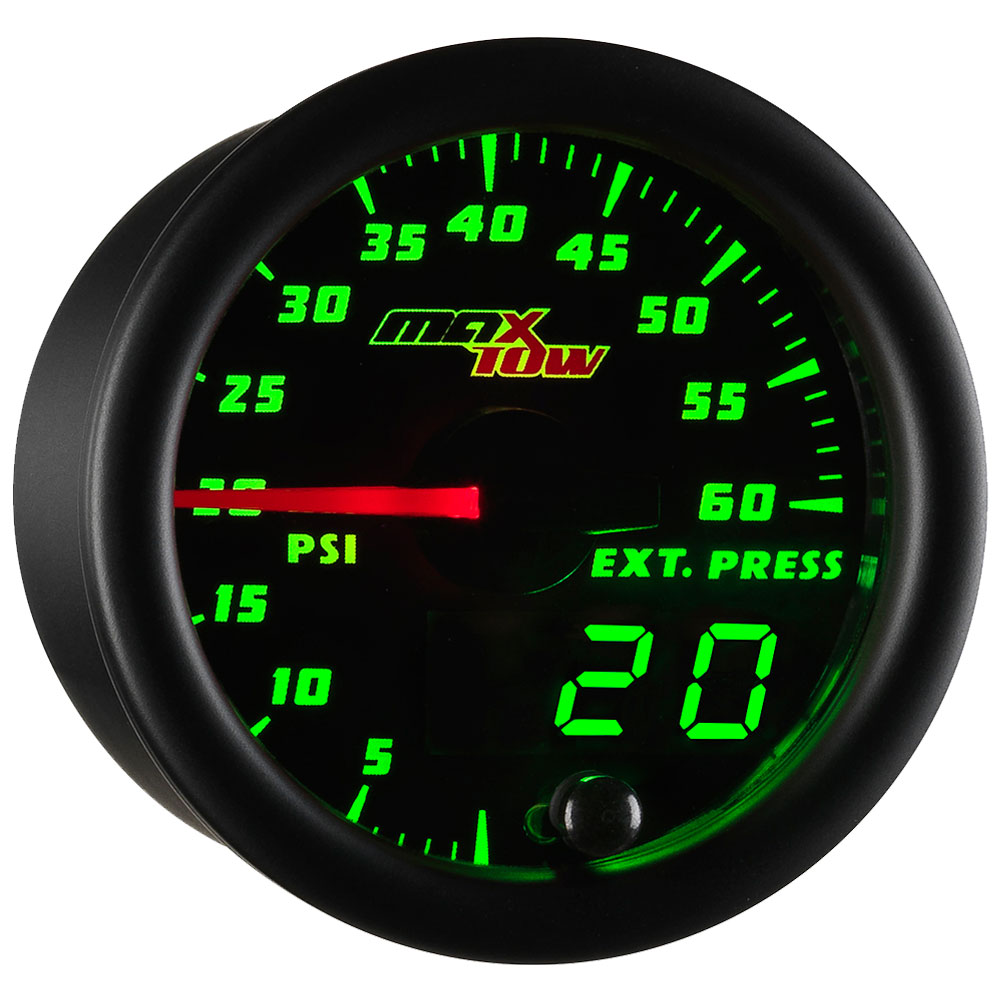 Black & Green MaxTow 60 PSI Exhaust Pressure Gauge