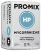 White and black Pro-Mix HP Mycorrhizae compressed growing medium bale with blue circular HP logo.