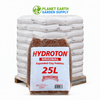 Hydroton Original 25-liter expanded clay pebble bags in bulk pallets at PlanetEarthGardenSupply.com.