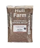A single clear plastic bag of Hull Farm Cocoa Bean Shells Natural Mulch.