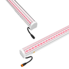 Two white Gavita 150W LED under-canopy grow light bars with glowing red LEDs against a black background.